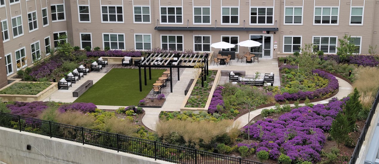 Courtyard and garden at Robeson at Spring Flats, one of the properties discussed in the CSH article